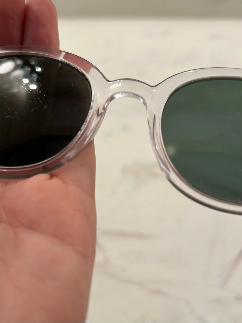 Ray Ban RB4324 Clear Round Sunglasses Green Lenses 50 21 150